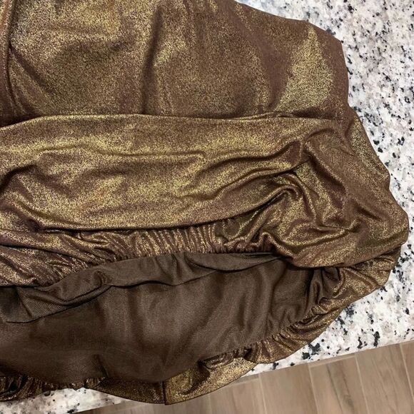 Bebe Bronze Metallic Bubble Hem Cocktail Dress - Picture 5 of 7